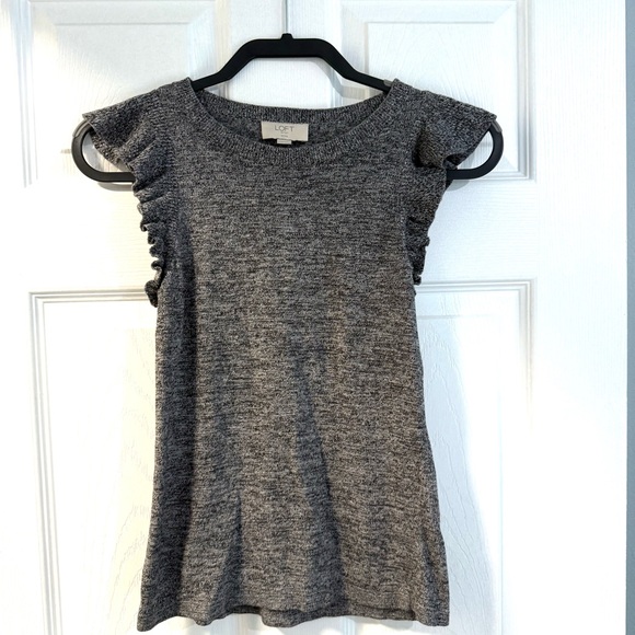 LOFT  - Women's - Gray Ruffle Sleeve Top - Size XXSP - Picture 1 of 5
